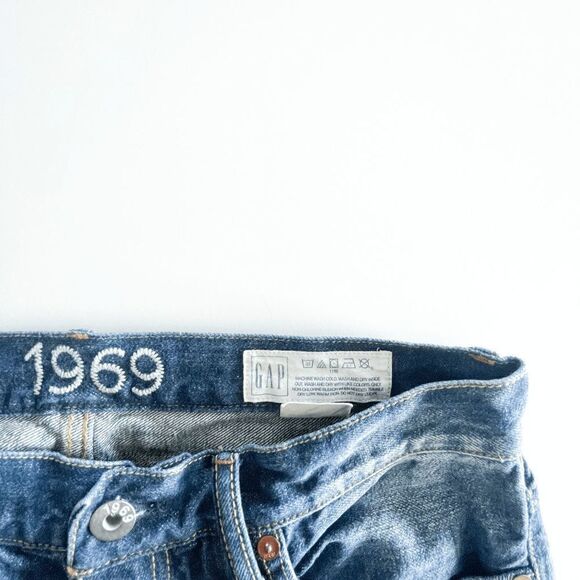 1969 GAP Mens Selvedge Jeans Slim Sashiko Patchwork Distressed Destroyed Size 31 - Picture 6 of 14